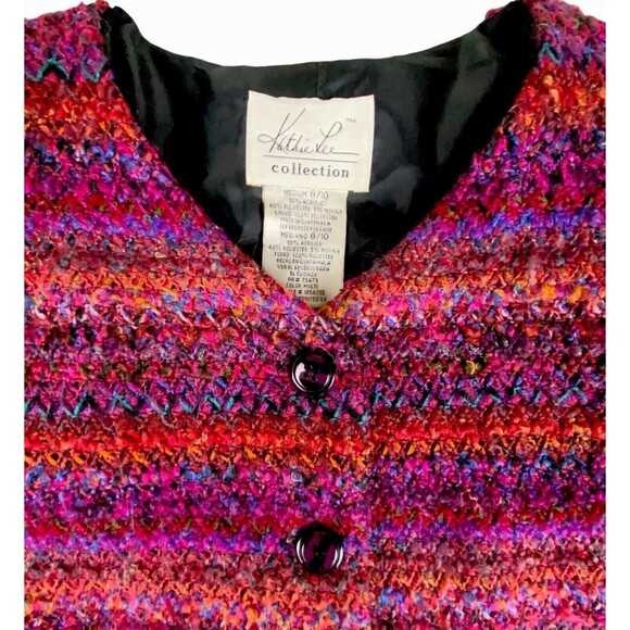Kathie Lee Vtg Sz M 8 10 Rainbow Multicolor Stripe Mohair Blend Blazer Jacket - Picture 1 of 10